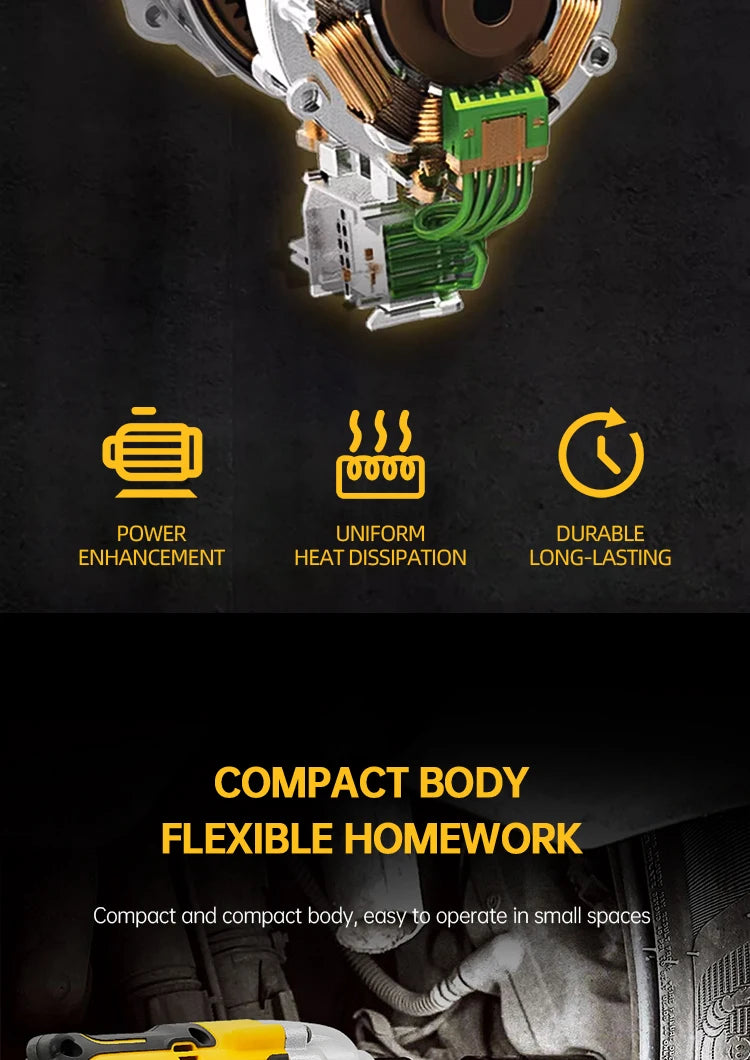 Brushless Impact Wrench 812N.m High Torque Cordless Electric Power Tool for Auto Repair/Construction For DeWalt 20V Battery Pin