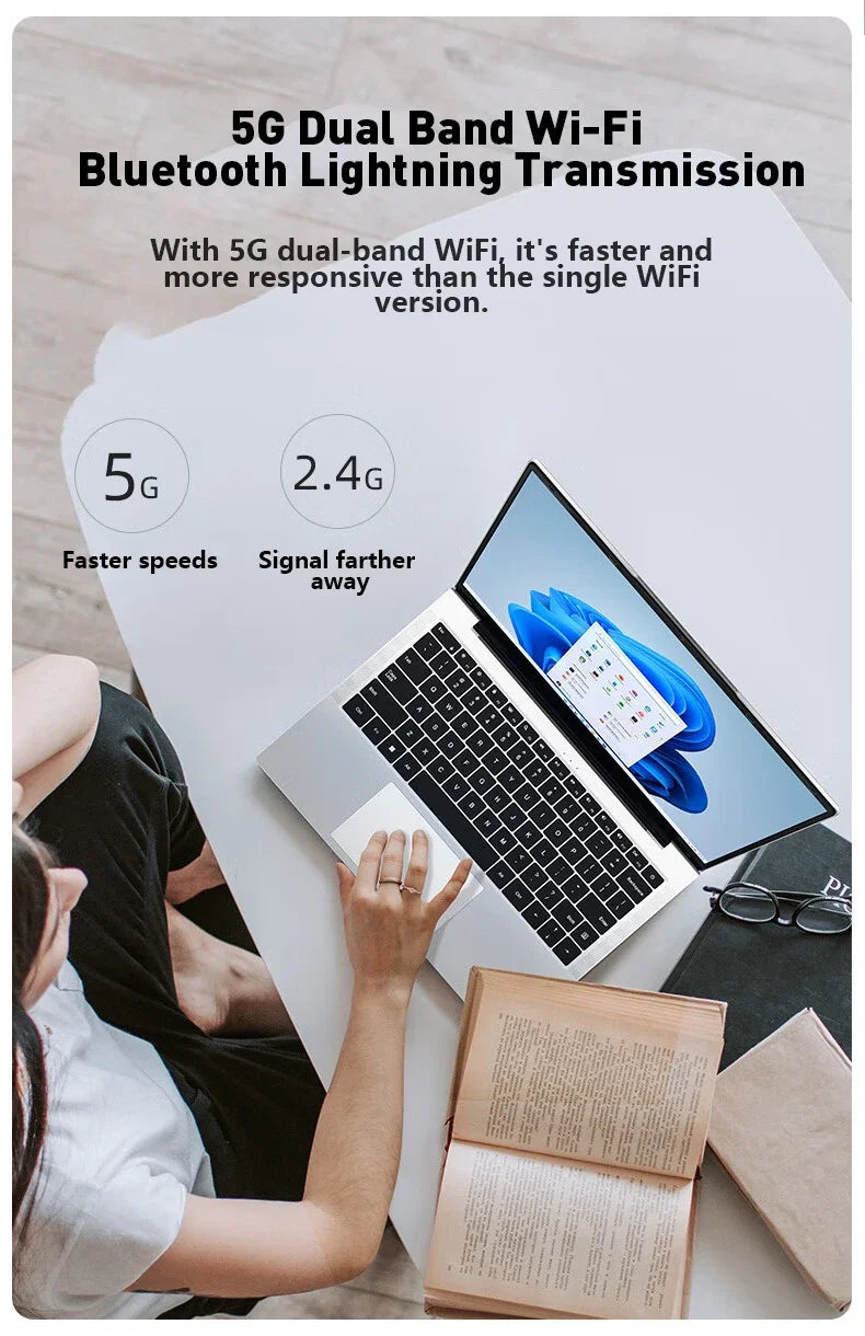 LENO 14.1" Ultra Slim Laptop Windows11 16GB RAM 2TB SSD Intel N3700 Notebook Gamer 1920*1080 Display Office Study Computer PC