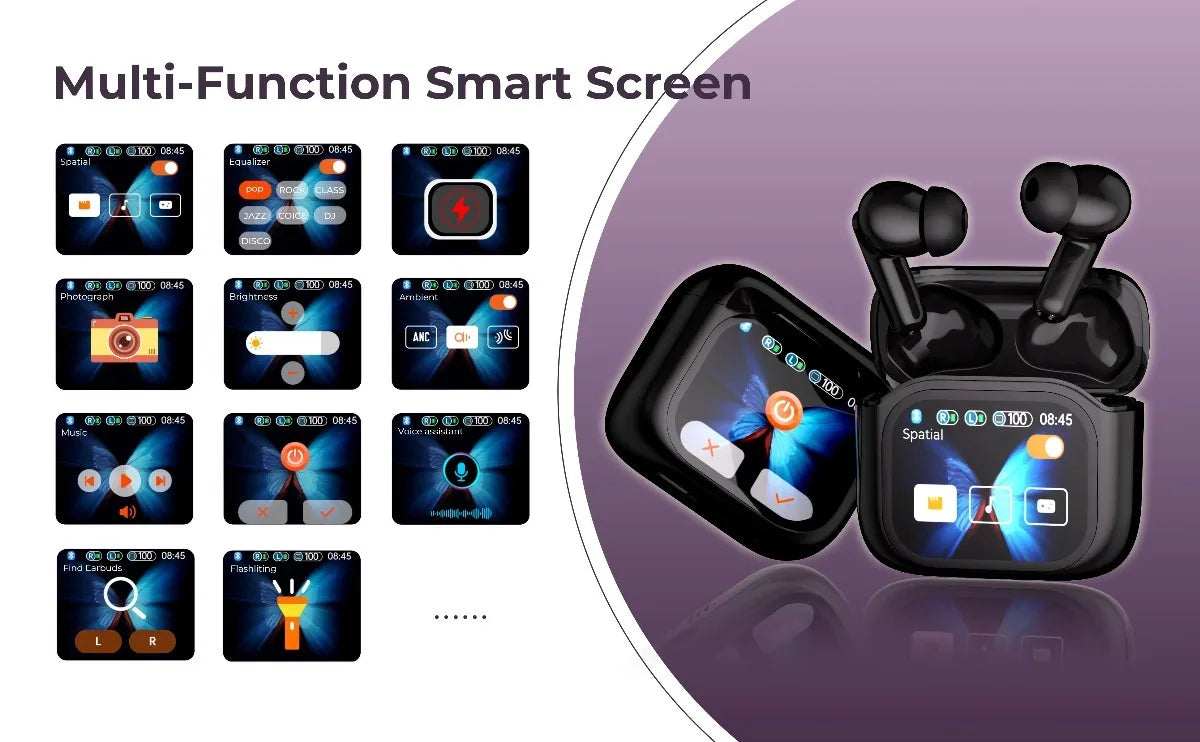 Real Time Translators Headphones with Smart Touch Screen 144 Language Translator Earbuds Noise Canceling Wireless Travel Headset