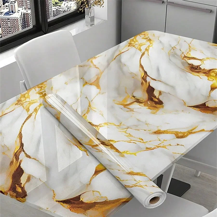 Imitation Marble Self-adhesive Wallpapers for Kitchen Decoration PVC Peel and Stick Wall Stickers Faux Tiles Wall Papers Home