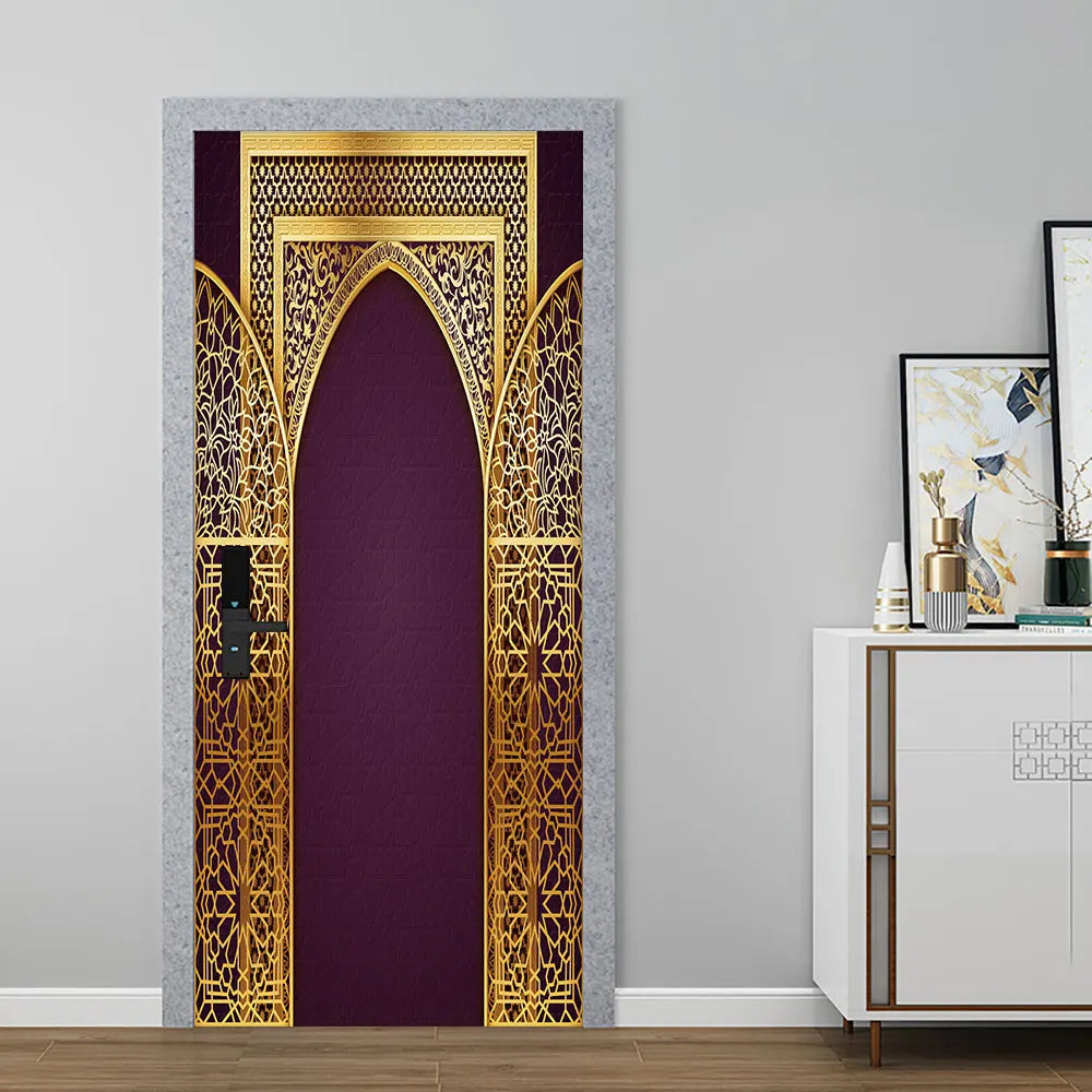 Simulation Of Gilt Leaves DIY Door Stickers Home Decoration Wall Sticker Kitchen Art Mural Peel & Stick Waterpoof PVC Wallpaper