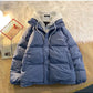 2026 Korean Winter Leisure Cotton Clothes Women Parker coat Y2K Multi-functional Fake Two Pocket Zipper Down Jacket Thick Coat