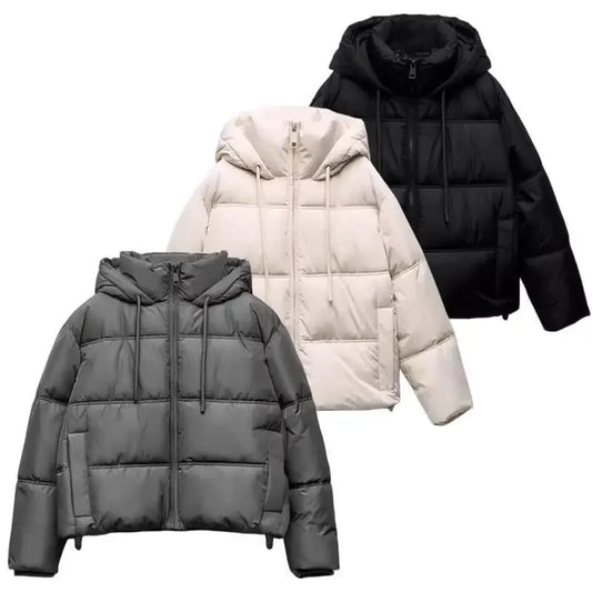 TAOP&ZA Autumn Winter New Casual Warm Cotton Jacket Short Hooded Coat Female Fashionable Long Sleeve Clothing from China