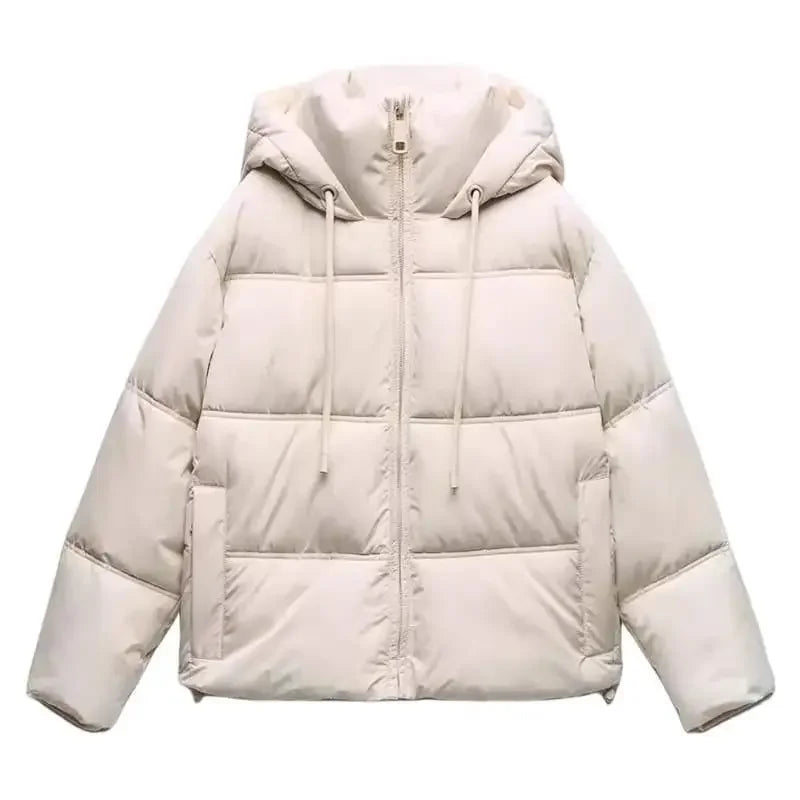 TAOP&ZA Autumn Winter New Casual Warm Cotton Jacket Short Hooded Coat Female Fashionable Long Sleeve Clothing from China