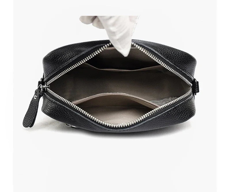 100% Genuine Leather Women Shoulder Bag 2025 New High Quality Cowhide Female Crossbody Bags Wide Shoulder Strap Girls Handbag