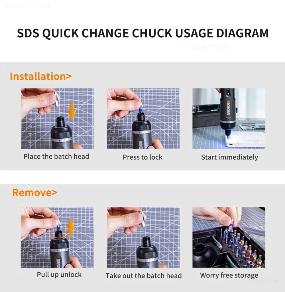 Worx 30 Bit Sets Power Tools WX242 Electrical Screwdriver Set Smart Cordless Drill Screwdrivers USB Rechargeable Set Home Repair