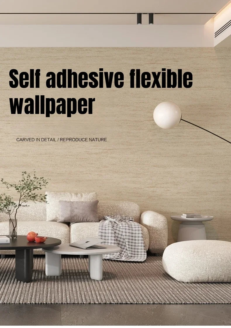 Imitate Travertine Wallpapers 3D Slate Textured Thickening Foam Self Adhesive Wall Stickers Suitable for Smooth and Flat Walls