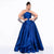 Toofgon Classical Royal Blue Satin Prom Dresses Long A Line Formal Dresses Women Drop Waist Corset Vestidos De Noite Customized