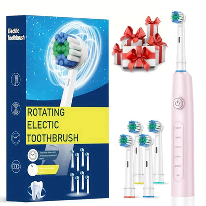 Electric Toothbrush Rechargeable Deep Clean Whitening Teeth for Adult Toothbrush Rotation Toothbrush with 4/8 Replacement Heads