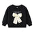 Girls' Bow Long Sleeve Round Neck T-Shirt - Sweet Casual Fall Winter Top for Toddler Kids Autumn Fashion