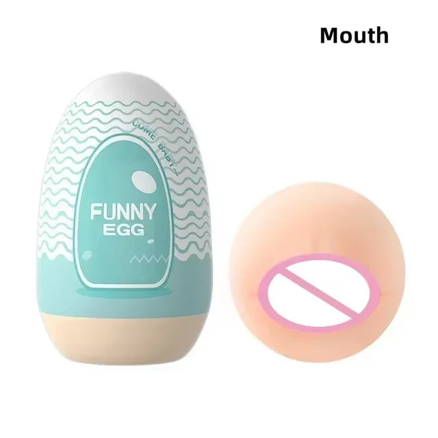 New Egg-Shaped Portable Male Masturbator Made of Soft Rubber with Realistic Vagina Texture Design Penis Massage Adult Sex Toy