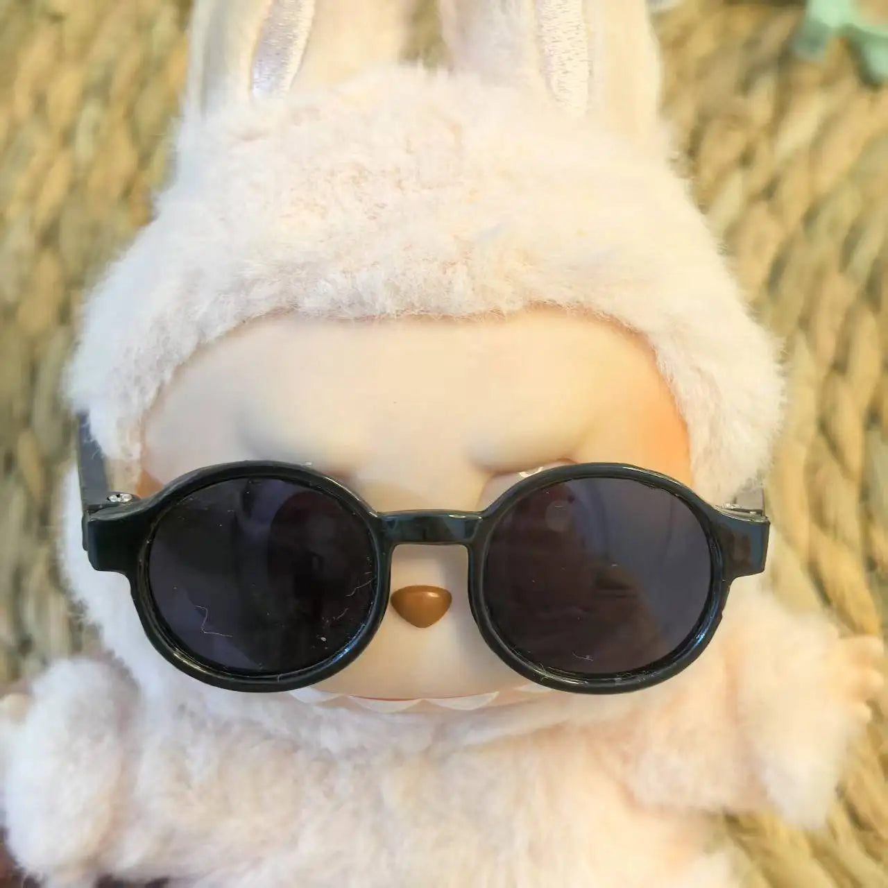 Labubu 1-3 Gen Doll Outfits High-Energy Themed Black Jacket Pants Necklace & Glasses SetChangeable Clothes for Labubu 3.0