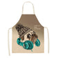 Cute Dog Pug Pattern Cotton Linen Sleeveless Chef Apron Kitchen Aprons Women Home Cooking Baking Waist Bib Pinafore 55x68cm