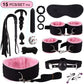 Exotic Bed Bondage Set BDSM Kits Exotic Sex Toys For Adults Games Leather Handcuffs Whip Gag Nipple Clamps Women Sex Products