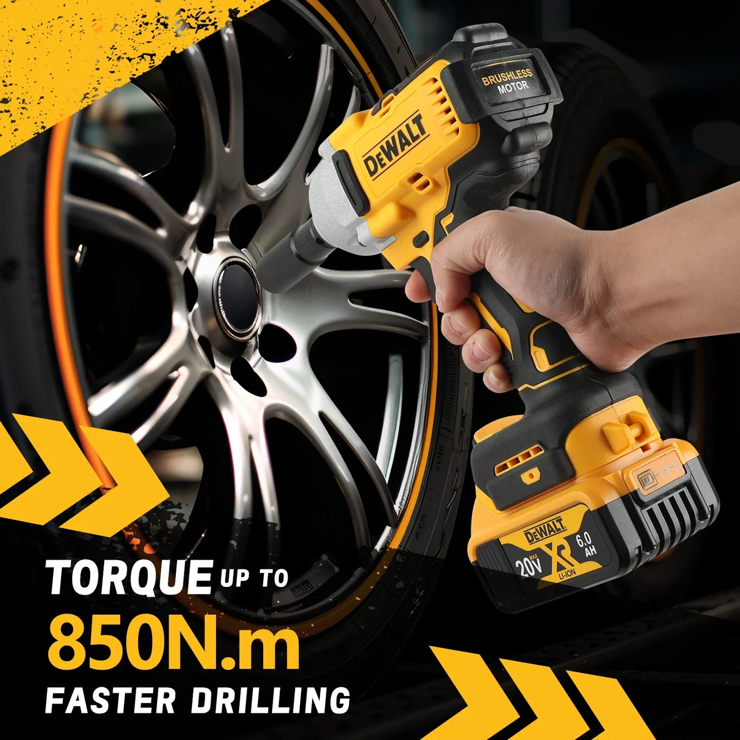 DEWALT DCF900 20V 1/2" Impact Wrench,features a brushless motor Its high torque output makes an ideal choice for tackling tough