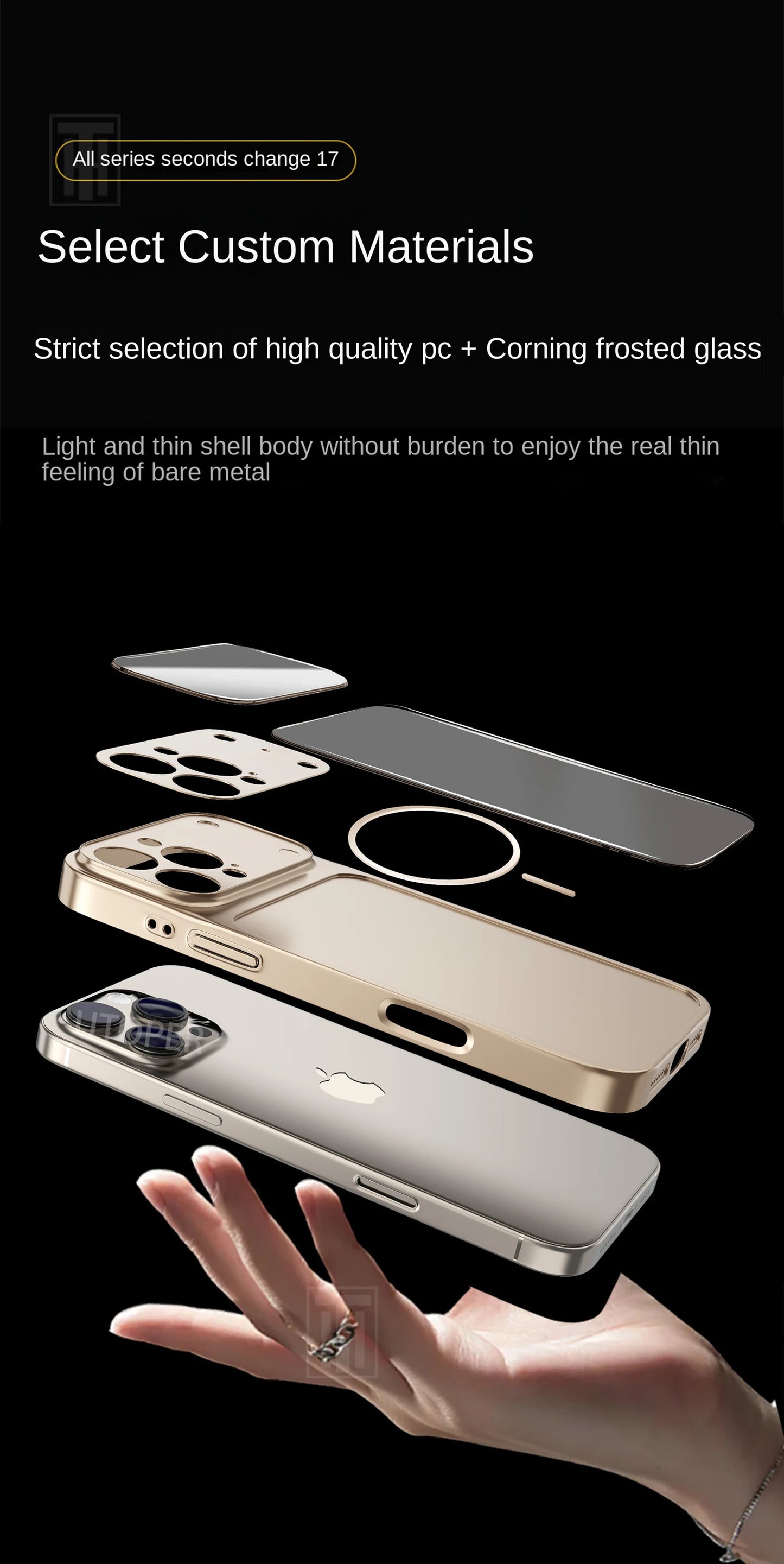 Luxury Large Frame Glass Lens Protect New Phone Case for iPhone 17 Air 16 15 14 13 Pro Max 17 Pro Magsafe Magnetic PC Hard Cover