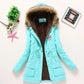 Korean Style Thickened Long Cotton Jacket Women's Winter Coat with Fleece Lining And Fur Collar Slim Fit plus Size Top