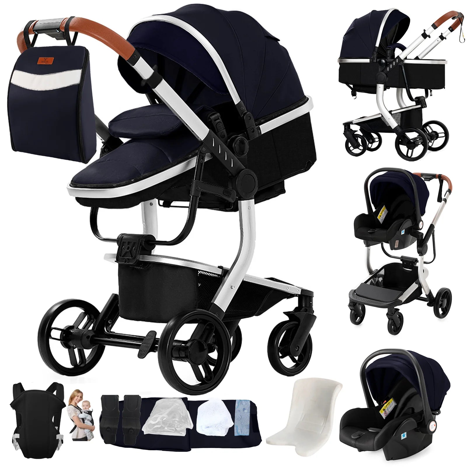 Magic ZC Lightweight stroller Baby stroller 3 in 1 Baby carriage strollers for baby light carts Baby carriage PU 3in1 stroller