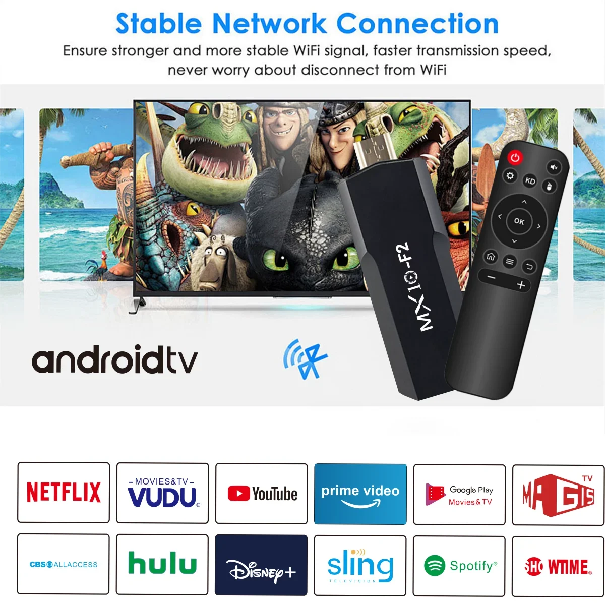 TV Sticks 1gb 8gb 1 unit Android 2024 stb mx10 F2 TV Box Android 4k eu Android TV Stick
