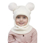 Kids Yarn Knit Balaclava Cap Autumn Winter Pullover Ear Protection Double Ball One-piece Baby Christmas Gift Hat