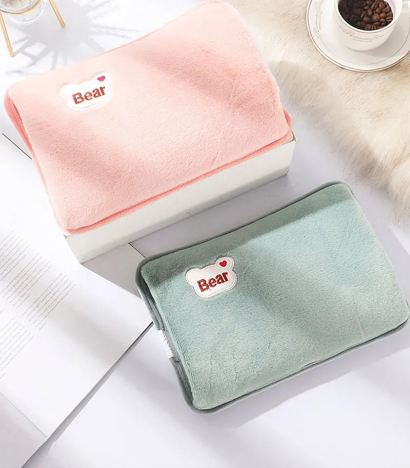 Electric Hot Water Bag Reusable Plush Hot Water Bottle EU Plug Charging Heating Water Bags Winter Warm Hand Pocket