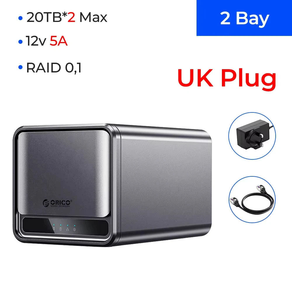 ORICO USB 3.2 MetaCube Household Storage SATA NAS 2/5 Bay HDD/SSD Enclosure 40TB/100TB House Personal Cloud Serve Smart Backup