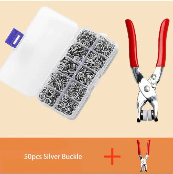 Five Claw Buckle Clamp Set, Baby's Clothes and Shoes Invisible Color Metal Buckle, Shoe Bag Belt Hole Snap Button Plier Tool