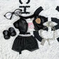 Labubu 1-3 Gen Doll Outfits High-Energy Themed Black Jacket Pants Necklace & Glasses SetChangeable Clothes for Labubu 3.0