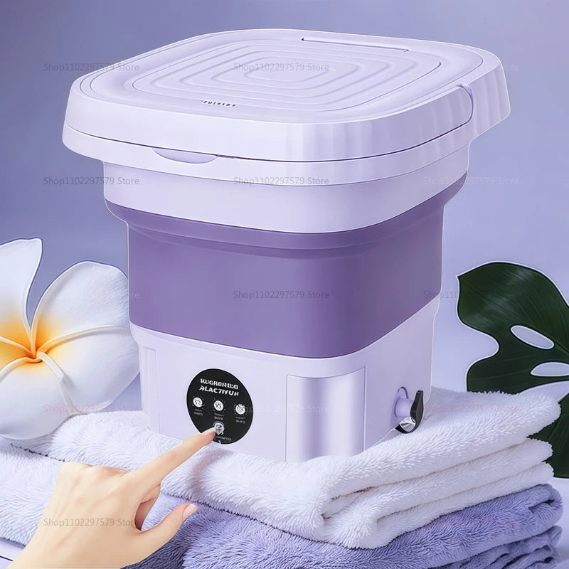 8L Portable Folding Washing Machine Compact Travel Clothes Socks Underwear Cleaner Washer for Home Camping Camping Trips