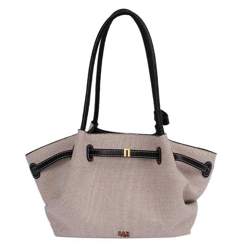 Luxury Canvas Dumpling Handbag Vintage Large Capacity Tote Bag Brand Pleated Drawstring Design Versatile Fashion Shoulder Purse