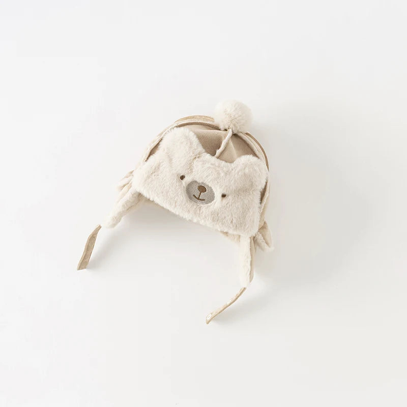 Dave Bella Baby Cute Bear Hat Boy Girls Winter Children Windproof Ear Protection Kids Light Khaki Warm Hats DB4238280