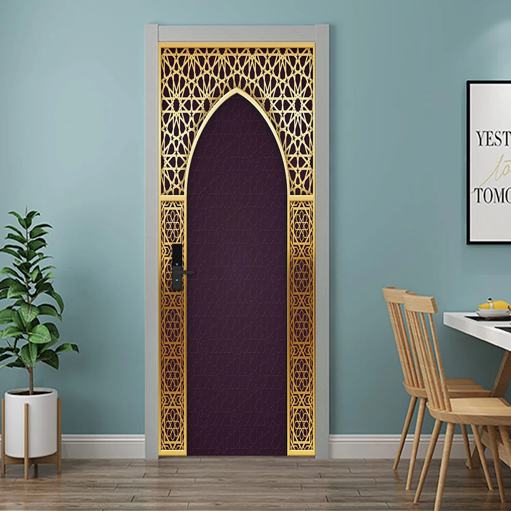 Simulation Of Gilt Leaves DIY Door Stickers Home Decoration Wall Sticker Kitchen Art Mural Peel & Stick Waterpoof PVC Wallpaper