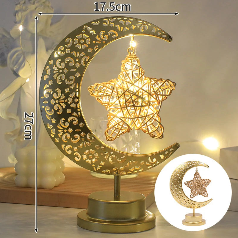 Muslim Lantern Ramadan Decorations 2026 EID Mubarak LED Festival Night Light Party Supplies Islamic Muslim Desktop Ornament