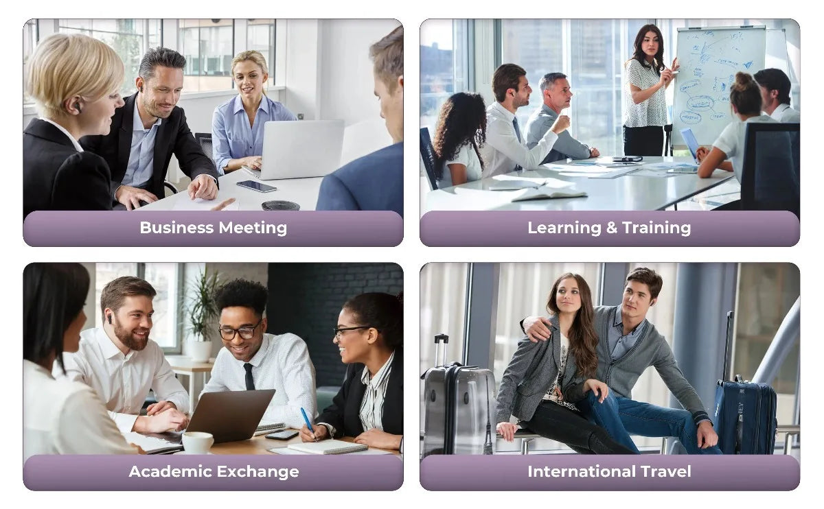 Real Time Translators Headphones with Smart Touch Screen 144 Language Translator Earbuds Noise Canceling Wireless Travel Headset