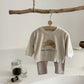 Autumn New Baby Clothing Infant Clothes Sets Cow Horn Bun Towel Embroidery Top+Striped Pants Set Newborn Baby Outfit