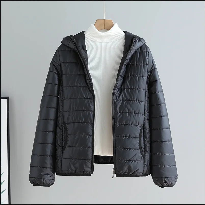 Lightweight Cotton-Padded Jacket For Women 2025 New Winter Cotton Coat Thin Loose Short Women Hooded Parkas Coat Women Outwear