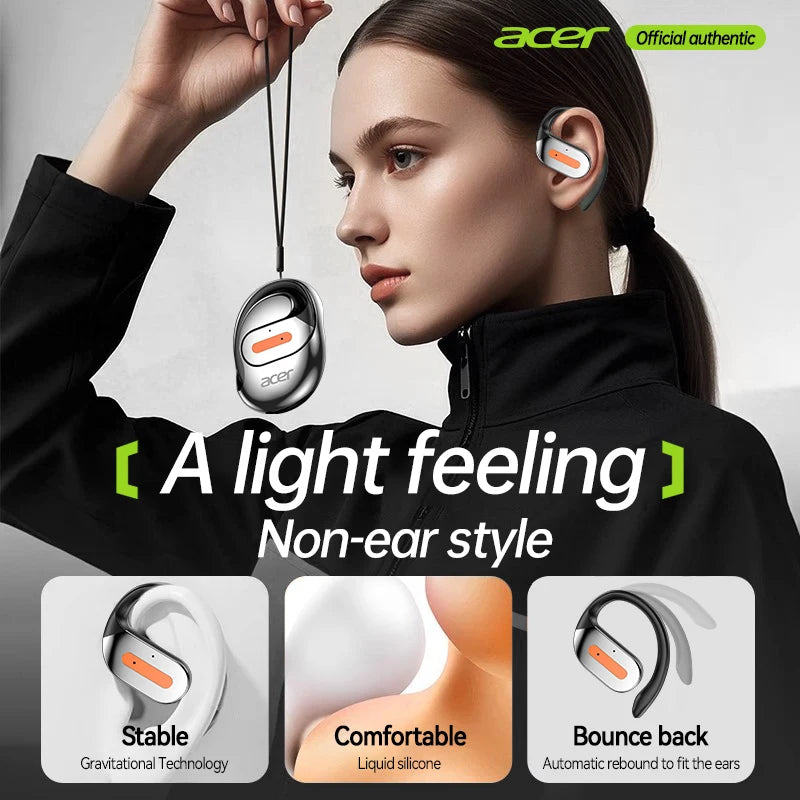 Acer Ohr502 Bluetooth Headset Open Design Wireless Call Noise Reduction Comfortable Wearing Sports Running Fitness Compatible with Mobile Phones Tablets Laptops
