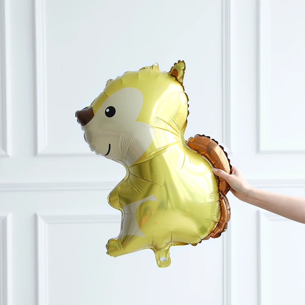6Pcs Autumn Forest Animals Kids Birthday Party Decoration Squirrel Pine Cone Foil Balloon With 0-9 Number Ball Thanksgiving Gift