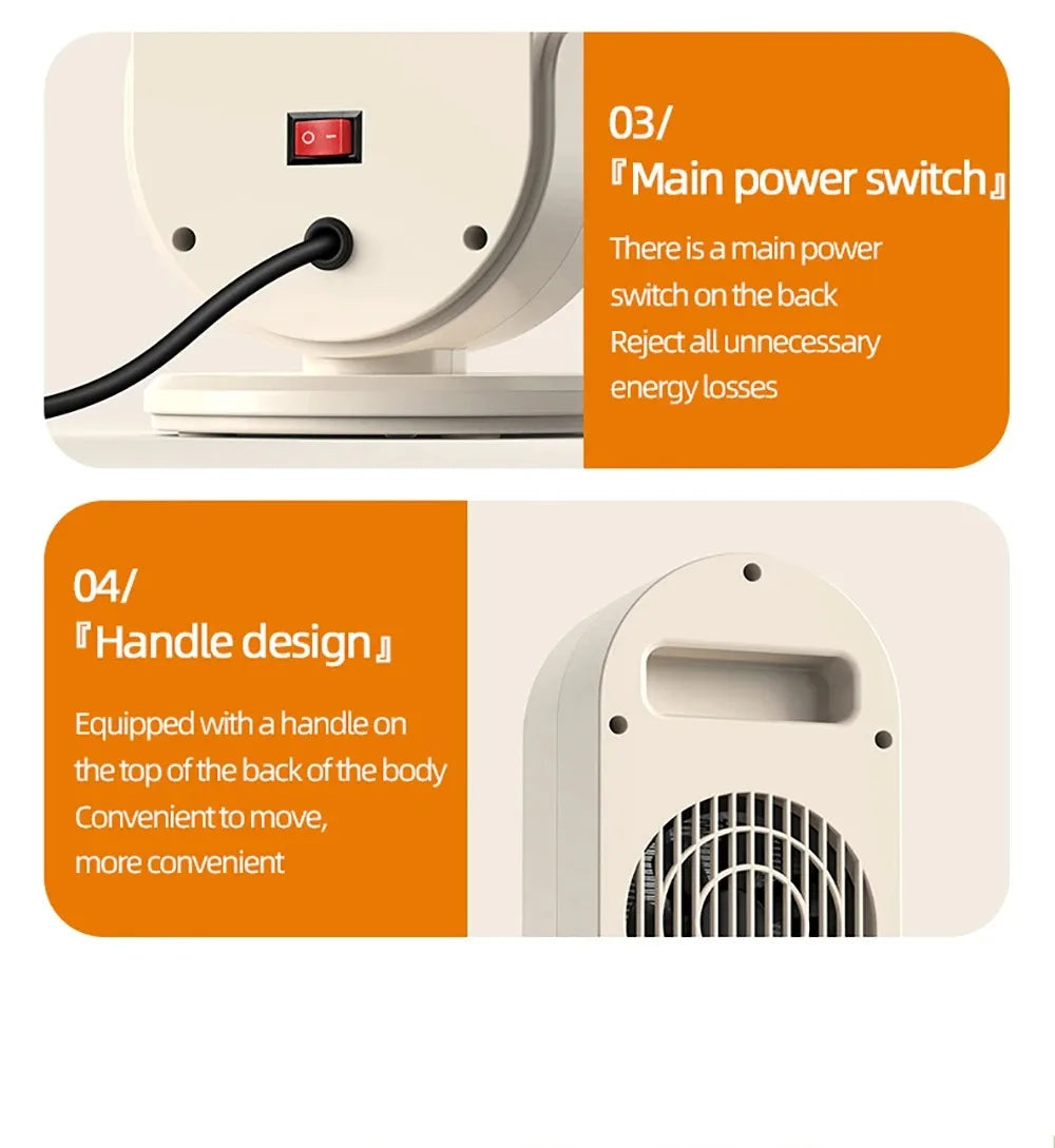 PTC Ceramic Space Heater E68/E68S Desktop Fan Heater 1200W With LED Display Touch/Remote Control Tip-Over Overheat Protection