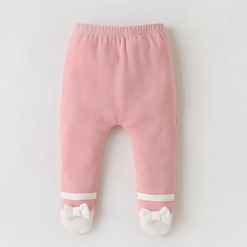 0-18M Baby Girl Pant with Footies Heart Trousers Newborn Infant PP Pant Toddler Girl Clothes Elastic Waist Kid Legging A1119