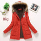 Korean Style Thickened Long Cotton Jacket Women's Winter Coat with Fleece Lining And Fur Collar Slim Fit plus Size Top