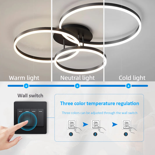 IRALAN Modern Ceiling Light with Infinitely Dimming App and Remote Control 3 Colors Changeable for in Living Sleeping and Lounge