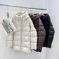 Winter Hooded Warm Mid Length Down Jacket Female Double Zipper Solid Parker Outwears Women 90% White Duck Down Loose Down Jacket
