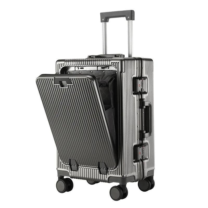 KO-KU New Front Opening Travel Suitcases 20/24/26/28 inch carrier Aluminum Frame Large Capacity Luggage USB Charging TSA Lock