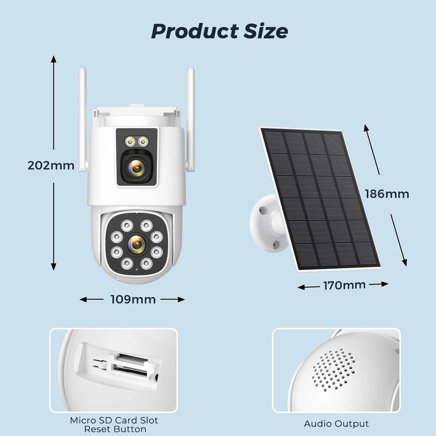 8MP 4K AOV Solar Camera Wifi 7/24 Recording Wireless Outdoor Surveillance Camera Dual Lens 365 Days Standby Home Security ICSEE