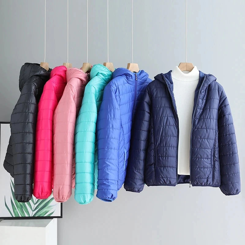 Lightweight Cotton-Padded Jacket For Women 2025 New Winter Cotton Coat Thin Loose Short Women Hooded Parkas Coat Women Outwear
