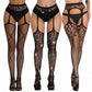 3 Pcs Pantyhose Fishnet Sexy Thigh-High Stockings Suspender Stockings for Women Garter Belt Stockings Hollow Out Pattern Tights