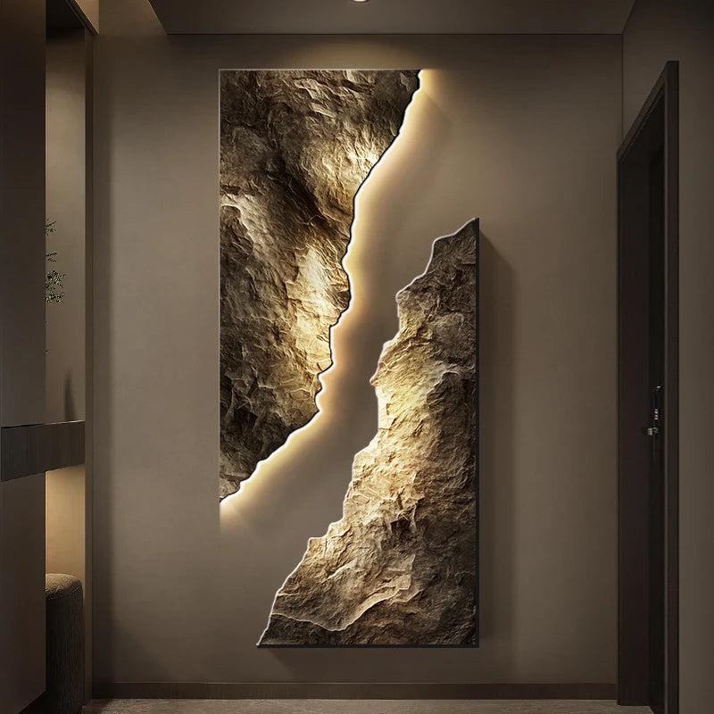 Light Luxury Entrance Decoration Mural Light Abstract Sandstone Texture Hanging Painting Atmospheric 2025 New High-End Corridor