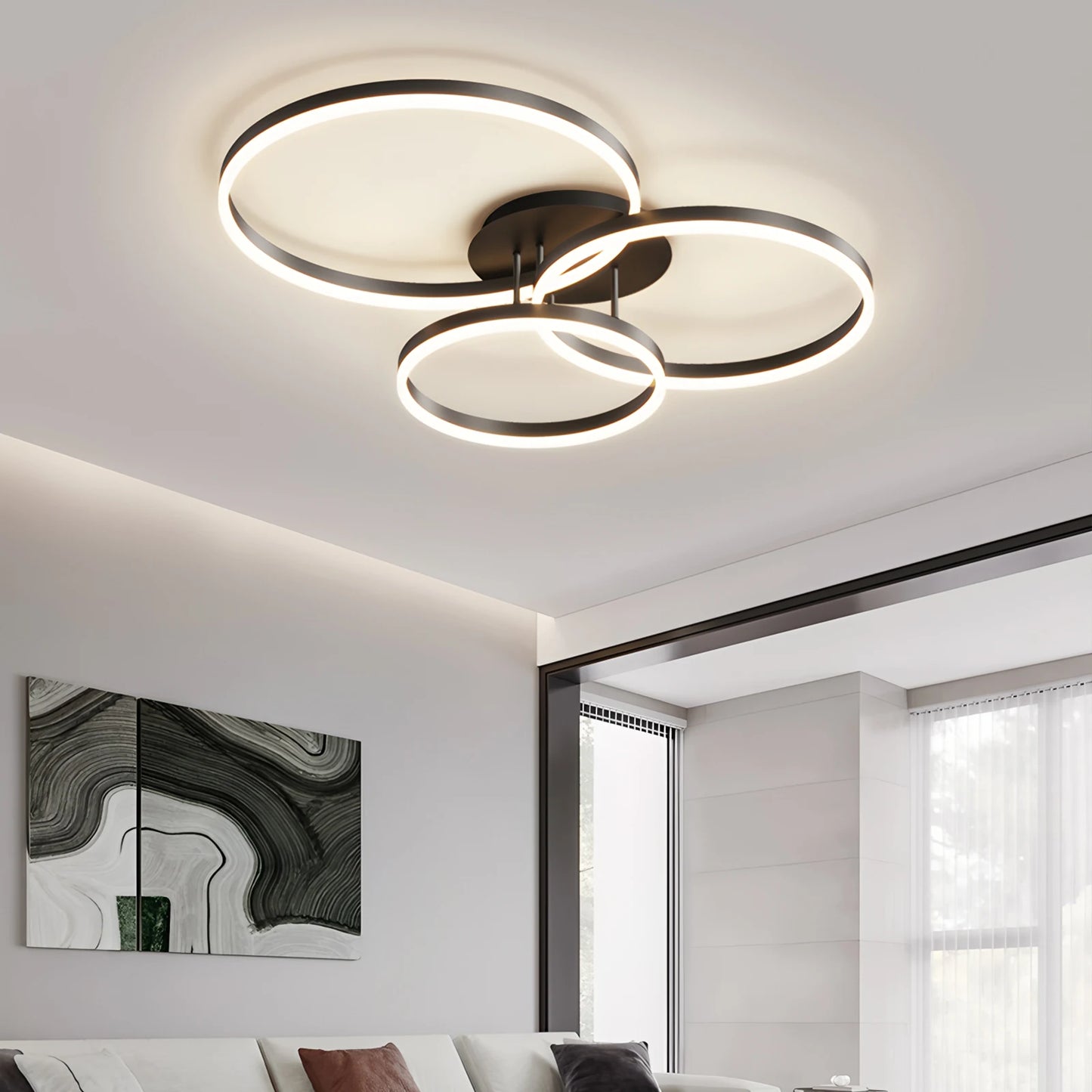 IRALAN Modern Ceiling Light with Infinitely Dimming App and Remote Control 3 Colors Changeable for in Living Sleeping and Lounge