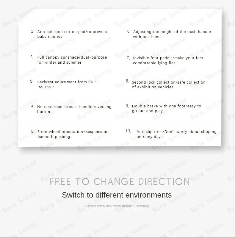 Baby Stroller, Multifunctional Stroller Foldable with Car Seat Baby Car Carriage Portable Baby Stroller 3in1